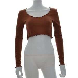 NWT Forever 21 - M - Brown Long Sleeve Crop Top